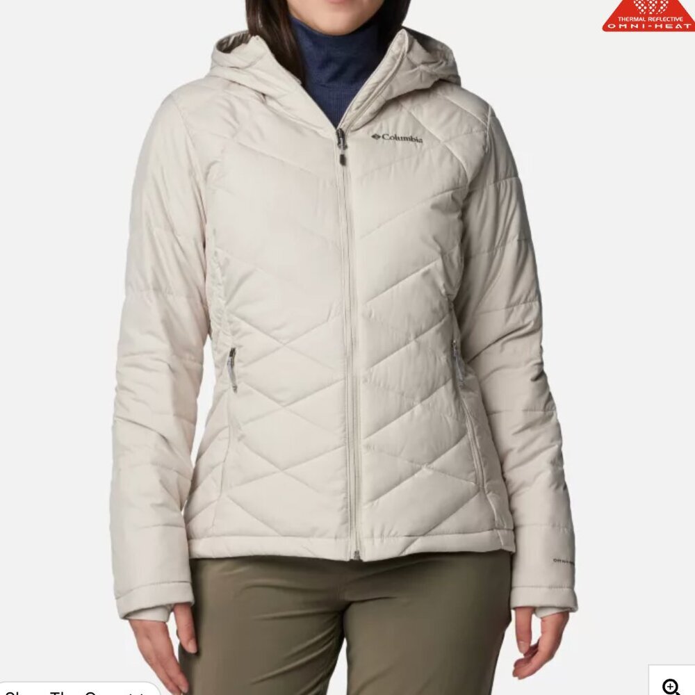 Columbia Dark Stone Omni-heat Women's Heavenly™‎ Hooded Puffer Jacket Size XS